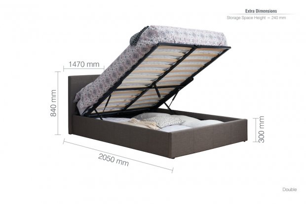 Berlin Ottoman 135cm Double Grey