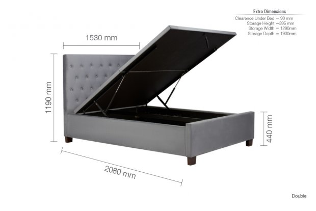 Cologne Ottoman 135cm Double Grey