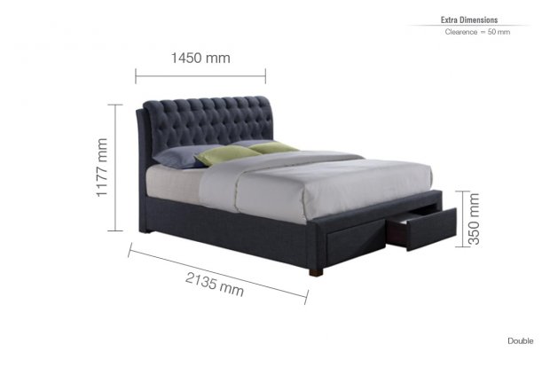 Valentino 135cm Double Charcoal