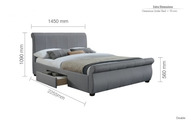 Lancaster 135cm Double Grey