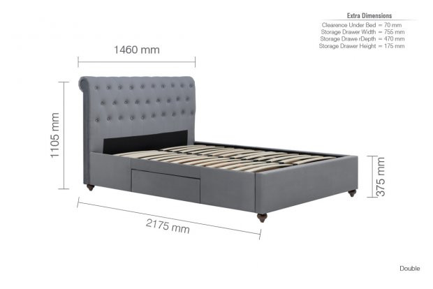 Marlow 135cm Double Grey