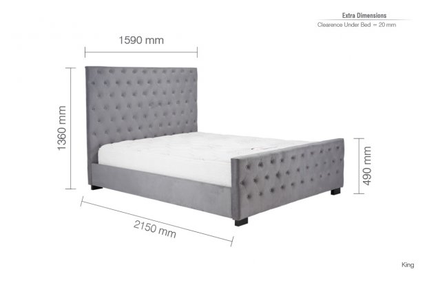 Marquis 150cm King Grey Velvet