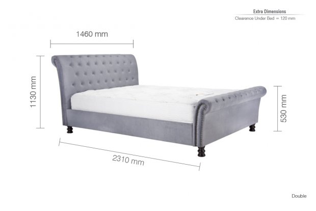 Opulence 135cm Double Grey Velvet