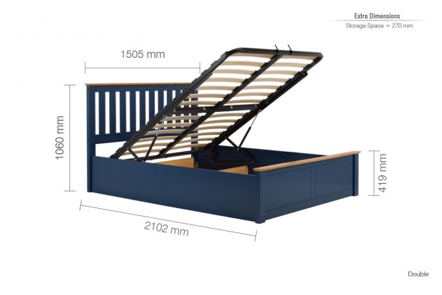 Phoenix Ottoman 135cm Double Navy