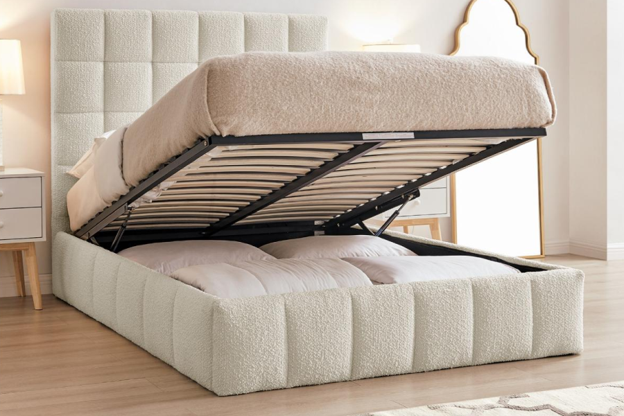 Starla Ottoman Bed in Ivory with Comfort Pocket Mattress